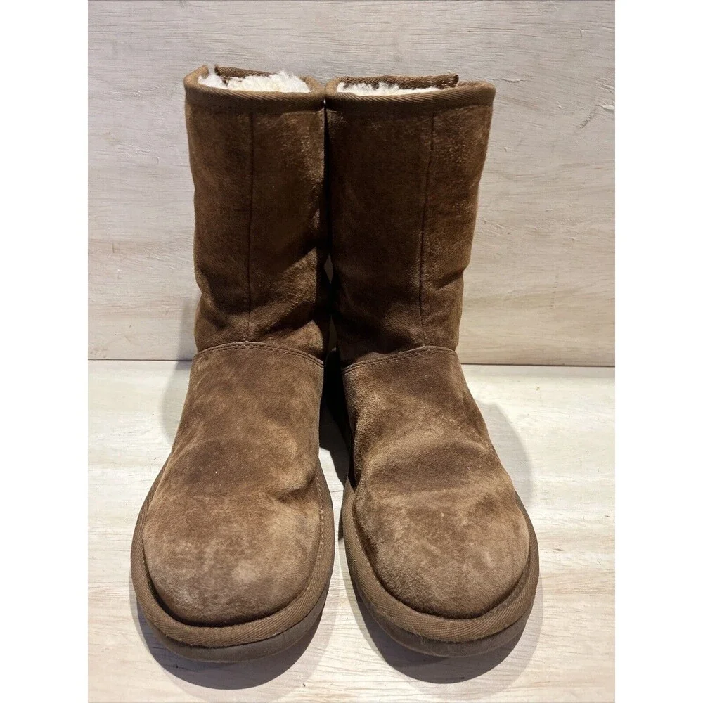 Ugg Womens Classic Boots Slippers Booties Mid Calf Side Zipper Size 7 Chestnut